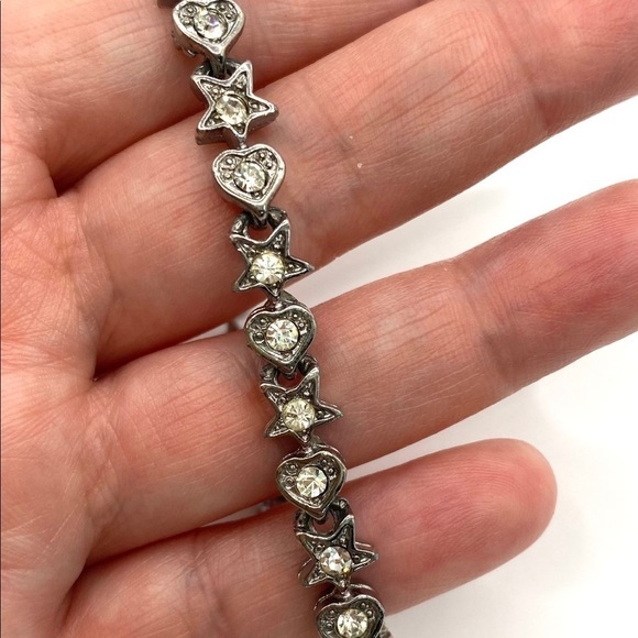 Bracelet Tennis Stars Hearts Rhinestones 7.25” - Picture 9 of 10